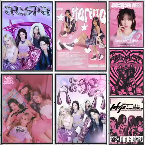 K-pop Group Aespa Poster HD Waterproof Self-Adhesive Wall Art – Multi-Scene Use, Top Gift Pick