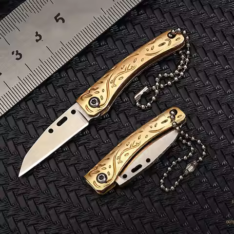 Brass Folding Pocket Knive Mini Utility Zipper Knife Tool For Unpacking Express Boxes Outdoor EDC Ke