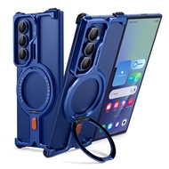 OATSBASF Metal Frameless Phone Case for Samsung Galaxy Z Fold 7 with 360° Rotatable Stand and Magsaf