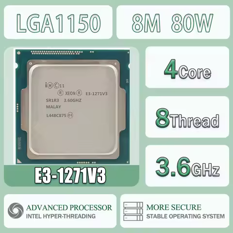 Intel Xeon E3-1271V3 3.6GHz Quad-Core Eight-Thread 8M 80W E3 1271 V3 Computer CPU Processor Server E