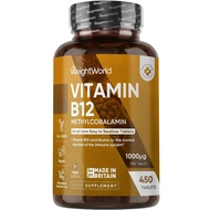 Vitamin B12 Tablets - 450 Tablets (1+ Year ply) - 1 Per Day - 1000mcg - 6mm in Size - Easy to Swallo