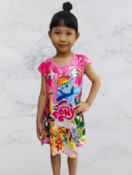 everlyshop/ terusan little pony/atasan anak/full printing/Daster Luna little pony / Daster anak 2 sampai 10 tahun gambar kartun/ baju anak cewek/ daster kartun/ terusan karakter/ dresslittlepony