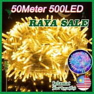 ✨🌙 50Meter 500Led lampu raya Led Light Lampu Hiasan Lampu led Outdoor Waterproof 8Light Mode Hari ra