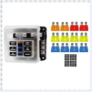 (JHWU) Car Boat Fuse Box Holder with 6 Ways Blade Fuse Holder Block Warning Indicator 12V 36V Power 