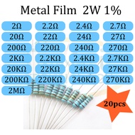 Resistor 2W Metal Film 2,2.2,2.4,2.7,20,22,24,27,200,2K,2.2K,2.4K,2.7K,20K,200K,220K,240K,270K ohm, 