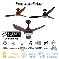 Ceiling Fan Light 36 / 46 / 52 inch DC Motor Ceiling Fan with 3-Colour LED Lights and Remote Control