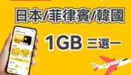 JetFi eSIM 1GB 日本｜韓國｜菲律賓 任選