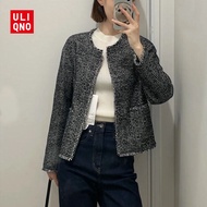 Uniqlo flagship Uniqlo women's autumn small fragrance style tweed jacket short cardigan raw edge jac