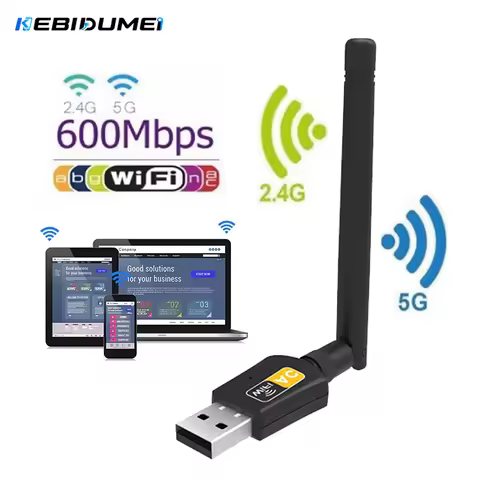 KEBIDUMEI Mini USB WiFi Adapter 150/600Mbps 2.4GHz/5GHz 802.11ac Dual Band Wireless Network Card Don