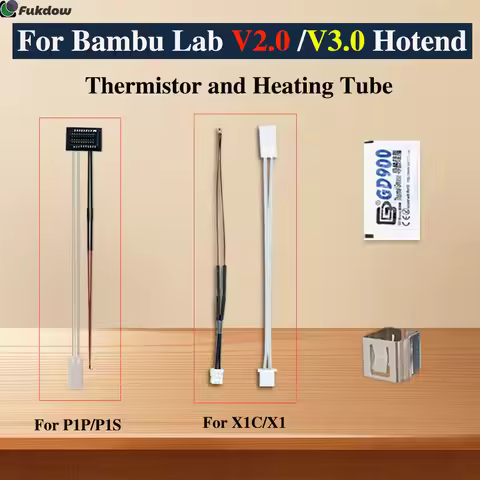 For Bambu Lab P1s P1P Thermistor & Ceramic Heating Plate Hotend Heater Cartridge 24V 50W For Bambu L
