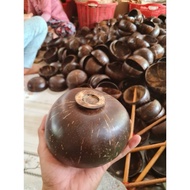 Round coconut shell plate/plate with base Coconut Shell Plate Pinggan Piring