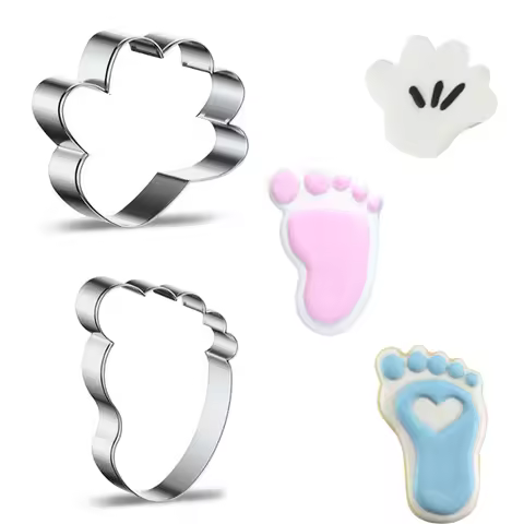 1pcs Newborn Baby Foot Hand Fondant Cake Decor Tools Stainless Steel Cookie Cutter Metal Rice Ball B