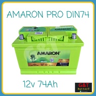 AMARON PRO DIN74 แบตเตอรี่รถยนต์ 74Ah แบตแห้ง แบตรถยุโรป แบตขั้วจม ประกัน 24 เดือน แบตเตอรี่ อมารอน