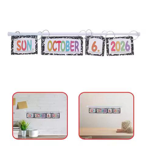Flip Classroom Calendar Bulletin Board Set Adjustable Holder Colorful Pastel Leaves Date Cards Class
