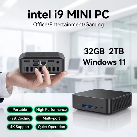 LENO Mini PC Gamer Portable Computer 32GB RAM 2TB SSD Intel Core i9-9900 FHD Bluetooth WiFi6 Windows