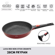 iGOZO Lava Red Non Stick Granite Frying Pan with Detachable Handle (28cm)