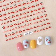 1pcs 3D Red Cherry Bowknot Nail Stickers Cute Fruit Back Adhesive Stickers Press On Nails DIY Kawaii