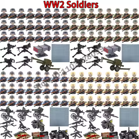 Classics WW2 Military Figures Building Blocks UK US Germany French Soviet Italy Army Soldiers Battle