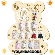 YOLANDAGOODS1 Photo Display Board, Wood Board Cute Photo Frame, Baby Keepsake Bear Shape 12 Months M