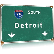 Limited Interstate 75 Indication Signage Vintage Metal Tin Signs I-77 South Detroit Road Sign For Hi