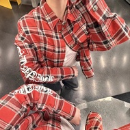 C*.H  Original Label 1:1  Sanskrit printed plaid long-sleeve shirt for men and women  Good Value for