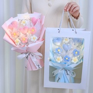 Creative Crochet Love Bouquet DIY Handmade Artificial Flower Hand-woven Flowers Valentine's Day Gift