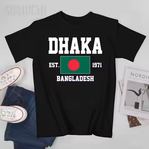 Flag of Bangladesh EST.1971 Dhaka Men Tshirt Tees T-Shirt O-neck T Shirts Women Boys Clothing 100% C