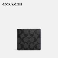 COACH กระเป๋าสตางค์ผู้ชายรุ่น Coin Wallet In Signature Canvas สีเทา 75006 CQ/BK