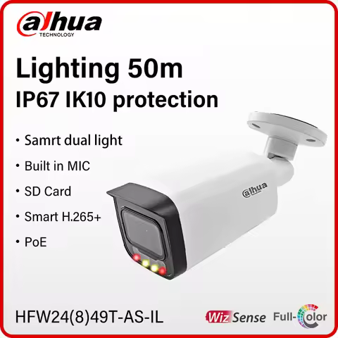 Dahua 4MP 5MP 8MP Full Color IP Camera IR60m Warm Light 50m Smart H.265+ With Alarm Audio Port HFW24