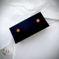 C&W 天然橙紅芬達石簡約大方s925純銀六爪耳釘耳環