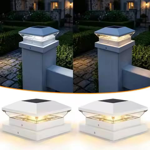 Solar Post Cap Lights Outdoor Garden Waterproof Solar Post Lights Fence Post Light for 4x4 5x5 Vinyl