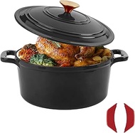 4.7qt Enameled Cast Iron Covered Dutch Oven,Grey （with Silicone grip)