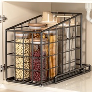 Kitchen Cabinet Basket Sink Rack Multi-Functional Dish Seasoning Storage Pull-out Layering Organizing Shelf