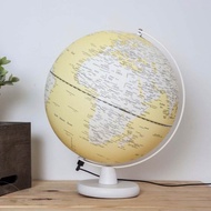 Skyglobe 12吋白海黃陸地木頭底座地球儀(英文版)