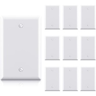 AIDA Midsize Blank Wall Plate Cover - 1 Gang, Glossy White Unbreakable Thermoplastic Junction Box Co