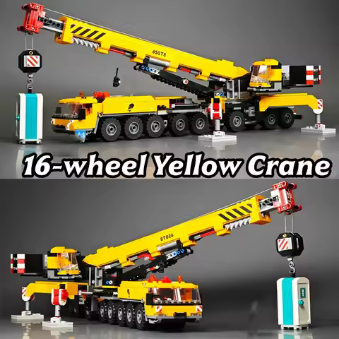 Third Party Compatible Sets City Series Building Blocks 60409 Mobile 16-Wheel Yellow Crane Hoisting 