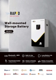 RAPD แบตเตอรี่จัดเก็บพลังงาน LI-BATTERY WALL TYPE รุ่น ES-LV-5 ขนาด100Ah รุ่นใหม่ สำหรับงานโซล่าเซลล