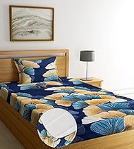 NHD HOME Pure Cotton All Round Elastic Fitted Bedsheets with 1 Pillow Covers | Single Mattress Bed B