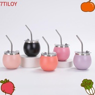 7TILOYSHOP Stainless Steel Cup, 5oz 180ml Tumbler, Cute Double Wall Portable with Lid and Straw Coff