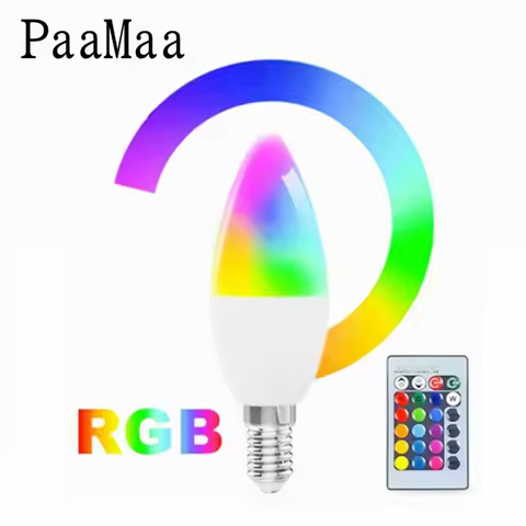 E14 LED Bulb Candle Color Indoor Neon Sign Light Bulb RGB Tape With Controller Lighting AC85-265V Di