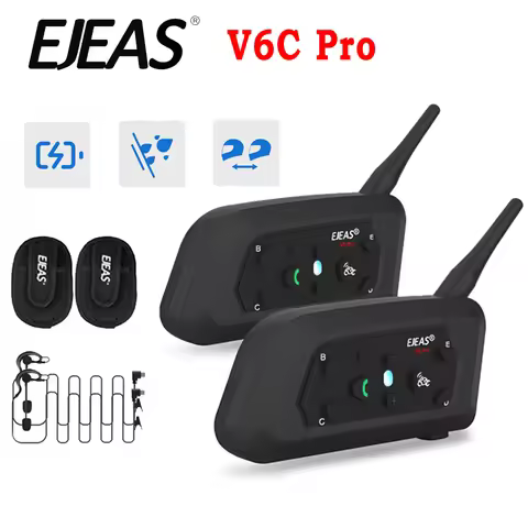 EJEAS V6C Pro Professional Football Referees Helmet Headset Bicycle Intercom Full Duplex BT5.1 IP65 