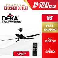 Deka 56 Inch Tri Colour Led Light with 4 Speeds Remote Control DR20LED | Rubine 56 Inch 4 Speed Forward+4 Speed Reverse RCF-FORZA56-5BL-GM | 5 Blades | Ceiling Fan Kipas Siling