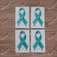 4X Reflective 4'' Ovarian Cancer Awareness Teal Ribbon Decal Sticker Vinyl