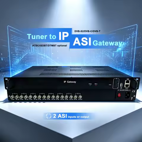 IP Gateway 8-channel Tuner to IP ASI DVB-S2, S2X, DVB-T2, TDT, ATSC, ISDB-T and DVB-C Receiver (IRD)