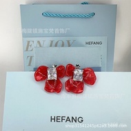 Earrings DIY Christmas Cube Candy Gift Red Polygonal Iris Detachable New Year Wholesale New Products