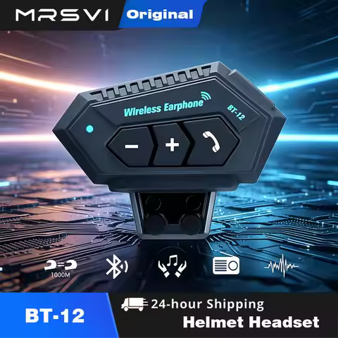 MRSVI BT12 Helmet Headset Motorbike Interphone Motorcycle BT-compatible Intercom Stereo Headset For