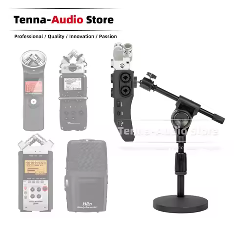 Adjustable Height Round Plate Desktop Microphone Stand Holder Mic Bracket For ZOOM H5 H6 H1 H1N H4N