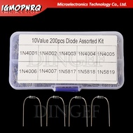 10 Values 200PCS Rectifier Diodes KIT 1N4001 1N4002 1N4003 1N4004 1N4005 1N4006 1N4007 1N5817 1N5818