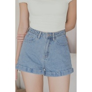 Dear Lyla Kelsie Cuffed Hem Denim Shorts (Mid Wash Denim)