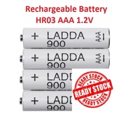 LADDA 4 pieces Rechargeable battery 900mAh HR03 AAA 1.2V (4-pieces) 903.038.80 (Ready Stock)